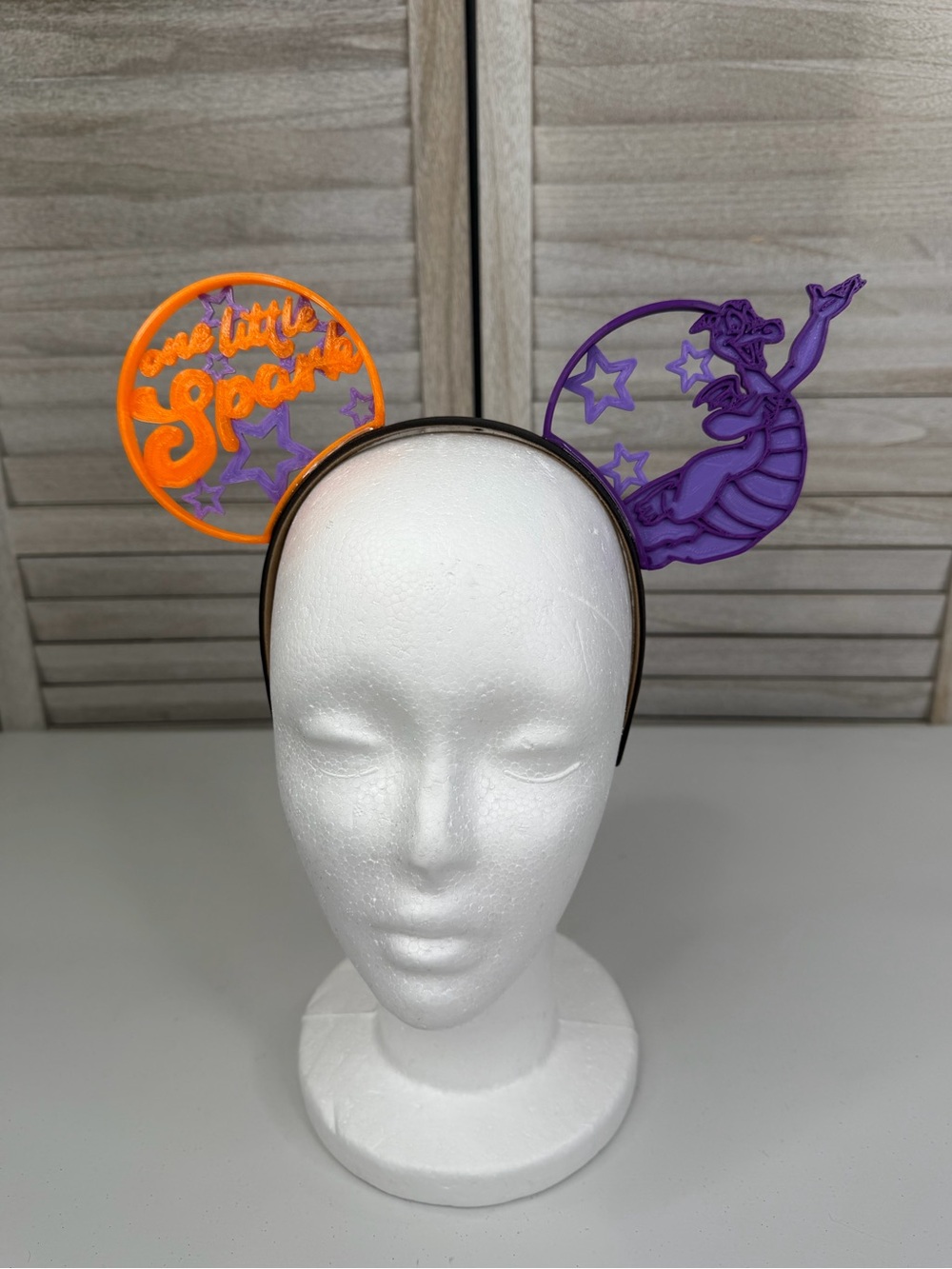DISNEY Figment 3D Printed Minnie Ears/Headband Purple/Orange-OS